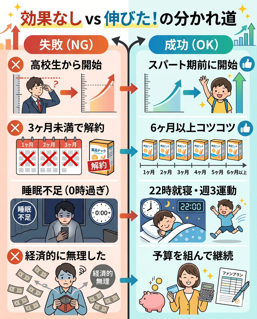 セノビルで効果を感じない4つの原因と、伸びを実感した家庭の習慣を対比